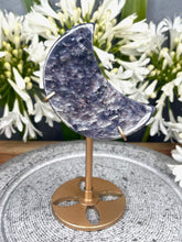 Load image into Gallery viewer, Beautiful Iolite Crystal Crescent Moon With Flash
