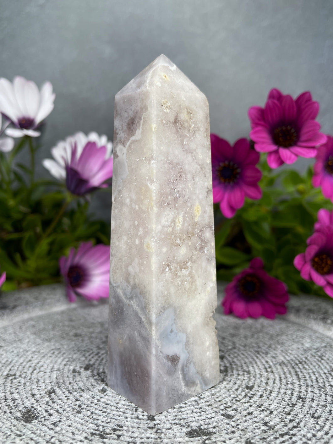 Resilient Pink Amethyst Flower Agate Crystal Tower