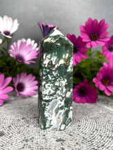 Load image into Gallery viewer, Soothing Natural Moss Agate Crystal Tower Point
