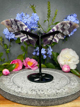 Load image into Gallery viewer, Incredible Chevron Dream Amethyst Dragon Wings Black Stand

