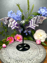 Load image into Gallery viewer, Incredible Chevron Dream Amethyst Dragon Wings Black Stand
