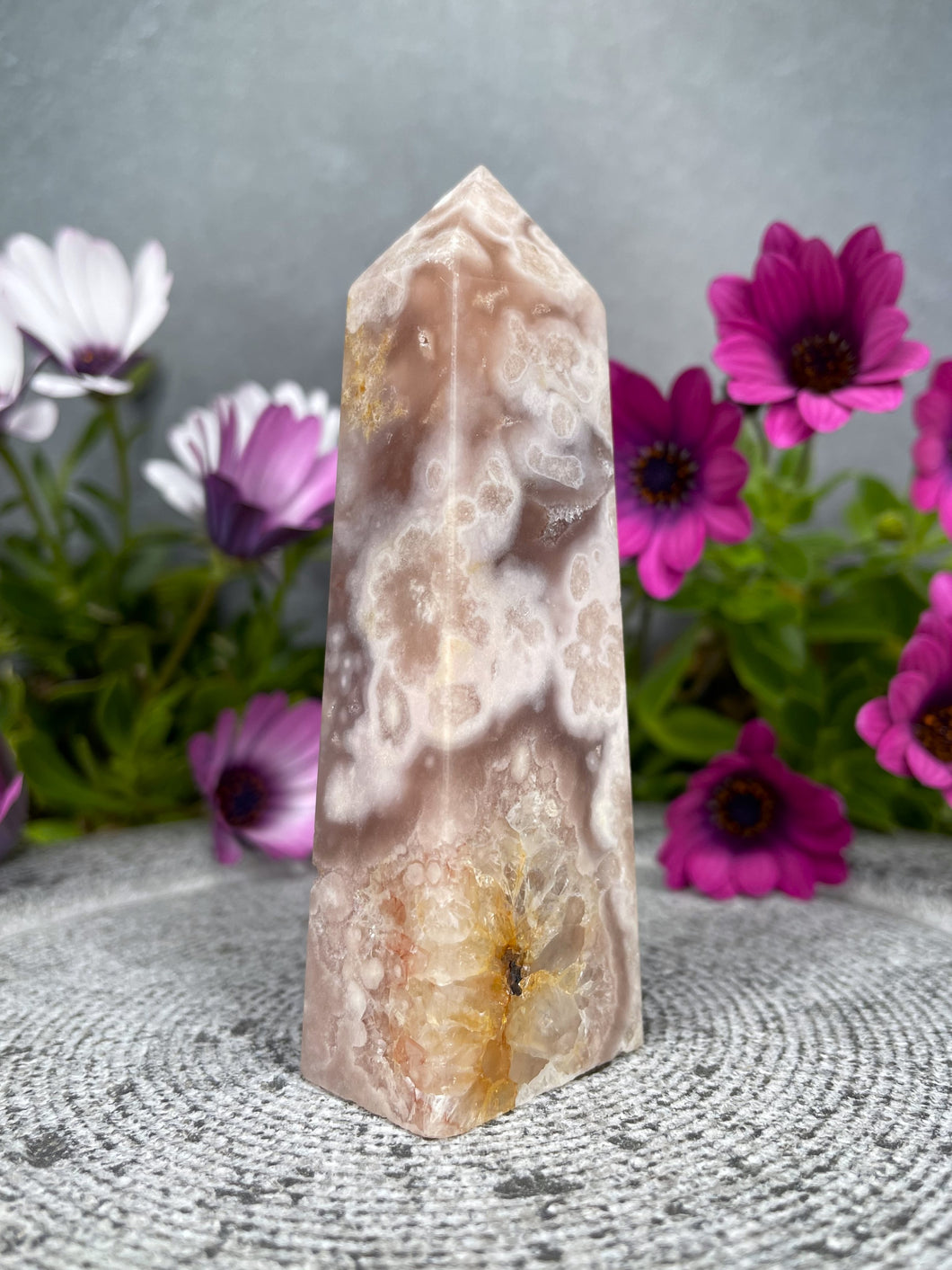 Magnificent Pink Amethyst Flower Agate Crystal Tower