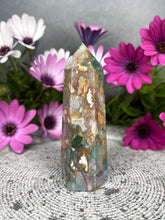 Load image into Gallery viewer, Colorful Ocean Jasper Crystal Tower Point
