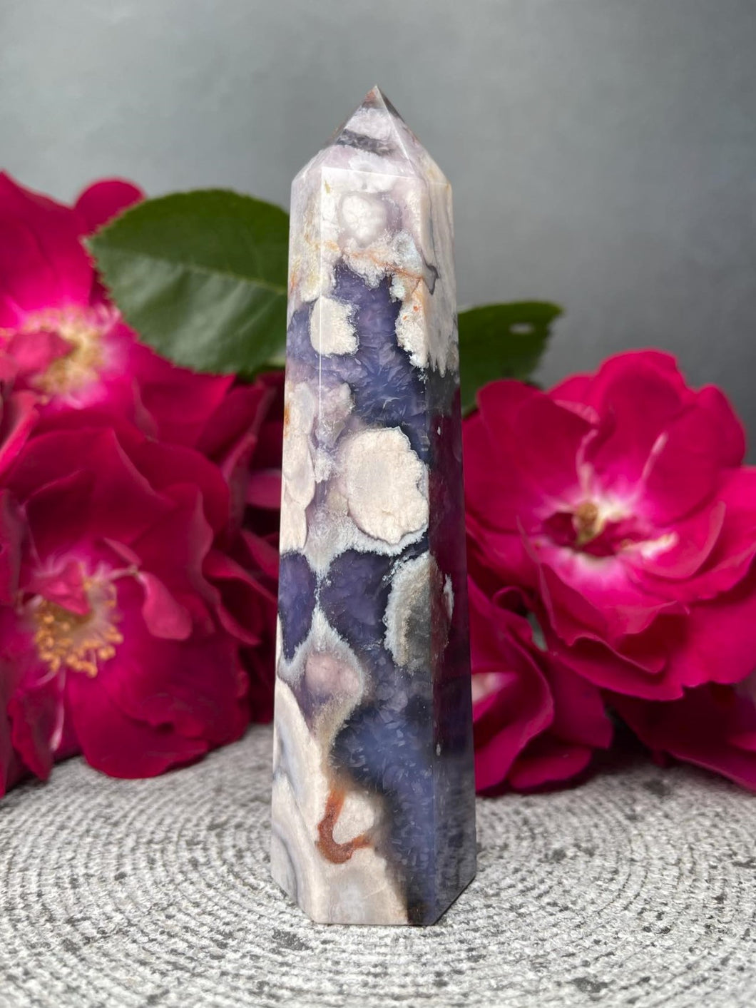 High Quality Blue Flower Agate Crystal Tower