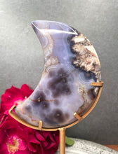 Load image into Gallery viewer, Soothing Blue Flower Agate Crystal Crescent Moon
