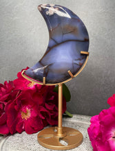 Load image into Gallery viewer, Breathtaking Blue Flower Agate Crystal Crescent Moon
