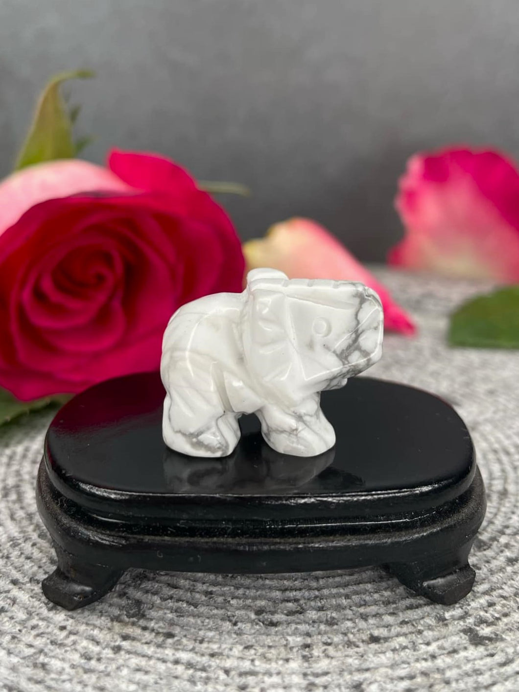 Howlite Crystal Elephant Carving