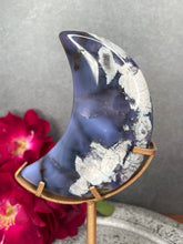 Load image into Gallery viewer, Gorgeous Blue Flower Agate Crystal Crescent Moon
