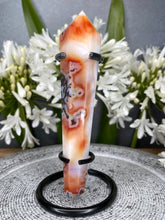 Load image into Gallery viewer, Confident Carnelian Crystal Wand With Black Stand
