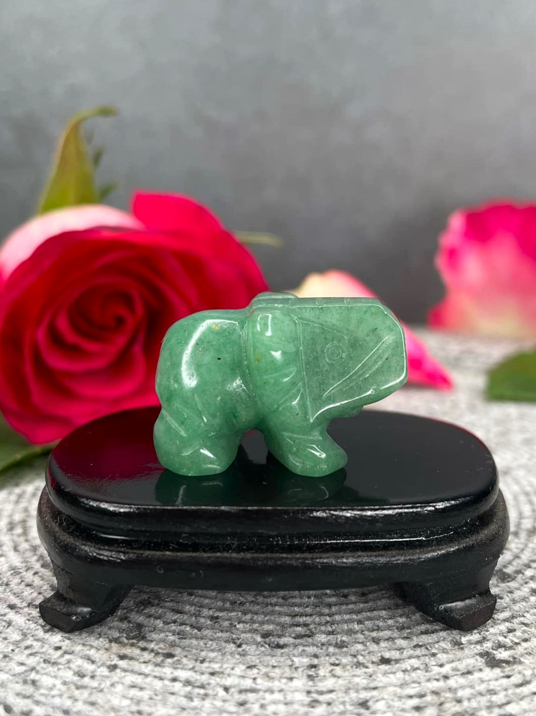 Green Aventurine Crystal Elephant Carving