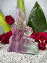 Load image into Gallery viewer, Colourful Fluorite Crystal Fairy Carving
