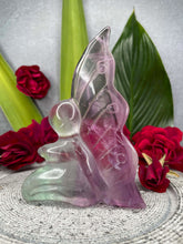 Load image into Gallery viewer, Colourful Fluorite Crystal Fairy Carving

