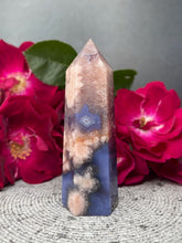 Load image into Gallery viewer, Pretty Blue Flower Agate Crystal Tower
