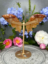 Load image into Gallery viewer, Fire Quartz Crystal Butterfly Wings On Gold Stand
