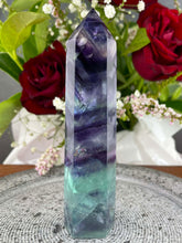 Load image into Gallery viewer, Stunning High Quality Colourful Rainbow Fluorite Crystal Tower Point
