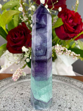 Load image into Gallery viewer, High Quality Colourful Rainbow Fluorite Crystal Tower Point
