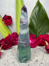 Load image into Gallery viewer, Rainbow Fluorite Crystal Diamond Tower Point
