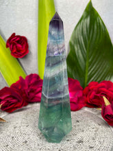Load image into Gallery viewer, Rainbow Fluorite Crystal Diamond Tower Point
