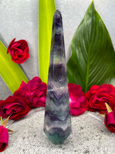 Load image into Gallery viewer, Beautiful Rainbow Fluorite Crystal Diamond Tower Point
