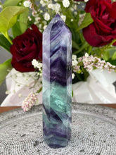 Load image into Gallery viewer, Clarity High Quality Colourful Rainbow Fluorite Crystal Tower Point
