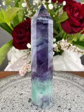 Load image into Gallery viewer, Beautiful High Quality Colourful Rainbow Fluorite Crystal Tower Point
