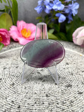 Load image into Gallery viewer, Mini Rainbow Fluorite Crystal Palmstone
