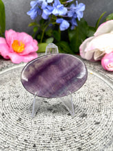 Load image into Gallery viewer, Purple Fluorite Crystal Thin Slice Palmstone
