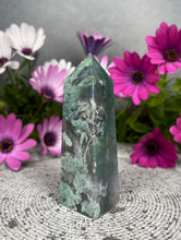 Load image into Gallery viewer, Personal Growth Moss Agate Crystal Tower Point
