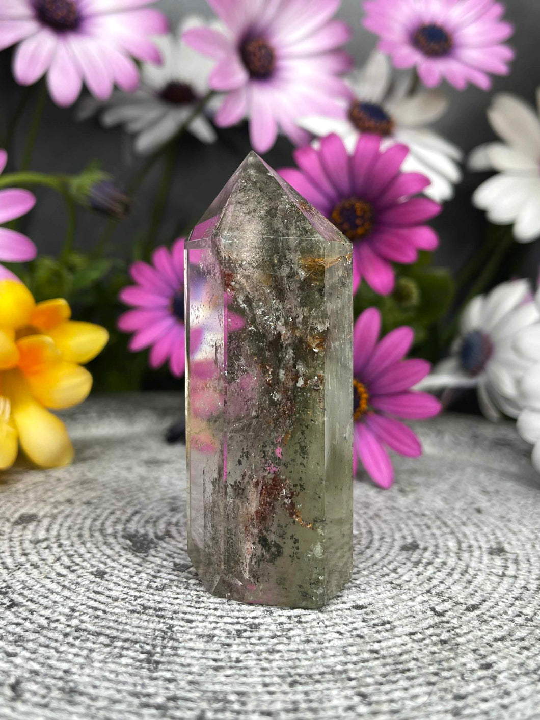 Natures Garden Quartz Lodolite Crystal Tower Point