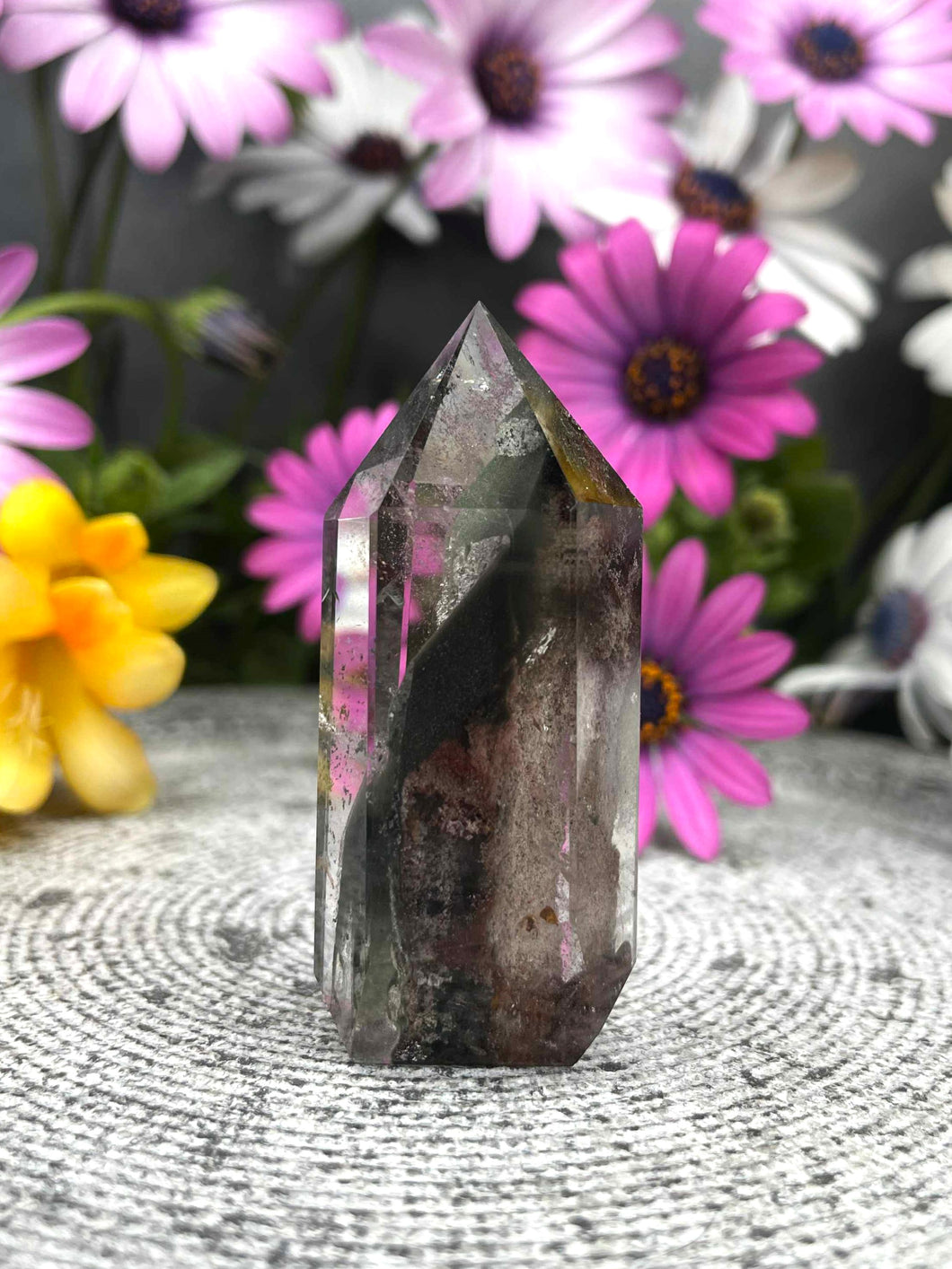 Vitality Garden Quartz Lodolite Crystal Tower Point