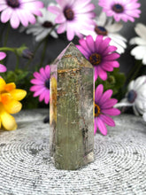 Load image into Gallery viewer, Natures Garden Quartz Lodolite Crystal Tower Point
