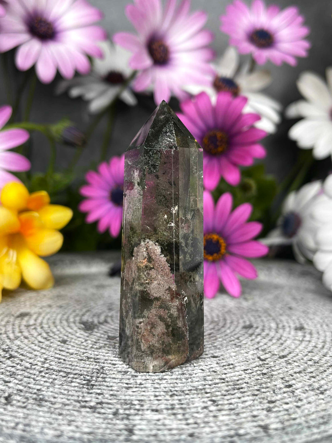 Growth Garden Quartz Lodolite Crystal Tower Point