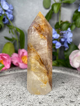 Load image into Gallery viewer, Gorgeous Golden Healer Quartz Crystal Tower Point
