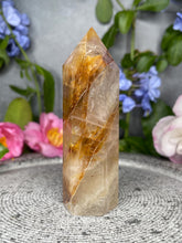 Load image into Gallery viewer, Gorgeous Golden Healer Quartz Crystal Tower Point
