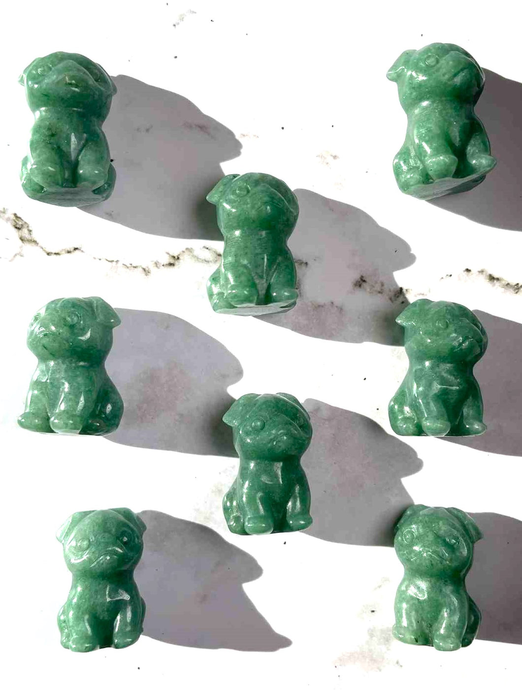 Green Aventurine Pug Dog Crystal Carving 1pc Intuitively Chosen