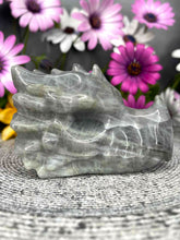 Load image into Gallery viewer, Labradorite Crystal Dragon Head Carving Purple Pink Flash
