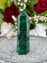 Load image into Gallery viewer, DISCOUNTED Beautiful Malachite Crystal Tower Point
