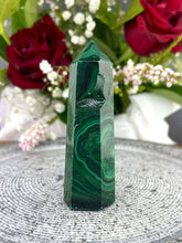 Load image into Gallery viewer, DISCOUNTED Beautiful Malachite Crystal Tower Point
