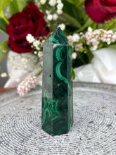 Load image into Gallery viewer, DISCOUNTED Malachite Crystal Tower Point
