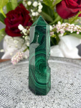 Load image into Gallery viewer, DISCOUNTED Beautiful Malachite Crystal Tower Point
