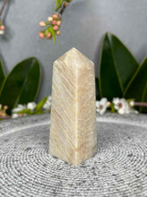 Load image into Gallery viewer, Stunning Moonstone Crystal Tower Point With Sunstone Blue Flash
