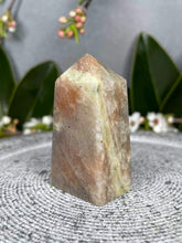 Load image into Gallery viewer, Moonstone Crystal Tower Point With Sunstone Blue Flash
