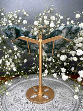 Load image into Gallery viewer, Natural Moss Agate Crystal Butterfly Wings on Gold Stand
