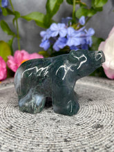 Load image into Gallery viewer, Rich Moss Agate Crystal Bear Carving
