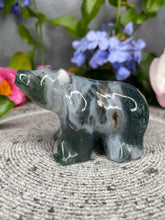 Load image into Gallery viewer, Druzy Moss Agate Quartz Crystal Bear Carving
