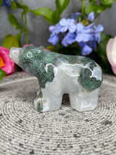 Load image into Gallery viewer, Breathtaking Moss Agate Quartz Crystal Bear Carving
