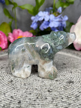 Load image into Gallery viewer, Breathtaking Moss Agate Quartz Crystal Bear Carving
