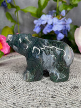 Load image into Gallery viewer, Rich Moss Agate Crystal Bear Carving
