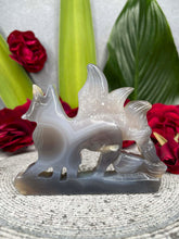 Load image into Gallery viewer, Beautiful Druzy Agate Nine-Tail Fox Crystal Carving
