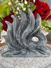 Load image into Gallery viewer, Nine-tailed Fox Labradorite Crystal Carving Purple Orange Flash
